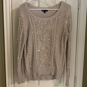 Gap Beige Gold Sequin Sweater